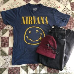Nirvana Blue and Yellow Graphic T-Shirt